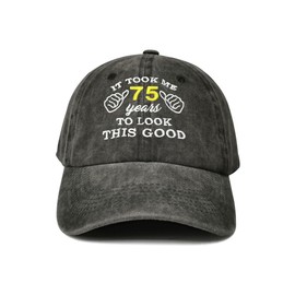 Hepandy It Took Me Baseball Hats, Birthday Retirement Gifts for Him Her, It Took Me 75 Years (Washed Black), One Size