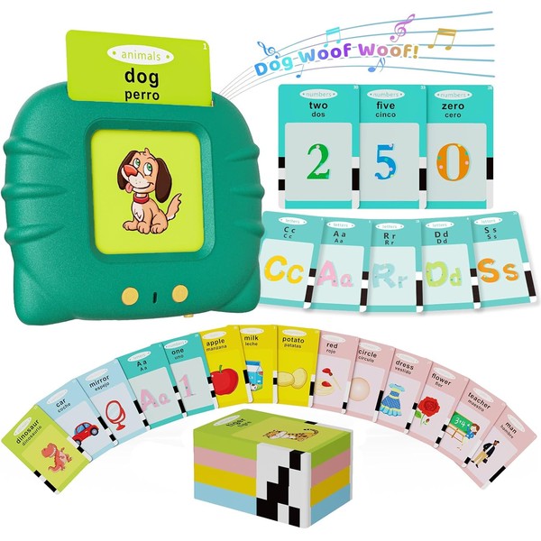 Aullsaty Toddler Toys Bilingual English and Spanish Talking Flash Cards