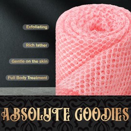 Baypearl African Net Sponge 4 Pieces - Real Exfoliating Wash Net for Shower/Bath, Long-Lasting Body Scrubber, Loofah Rag & Bathing Sponge for Deep Cleansing & Smooth Skin(Purple, Pink, Green, Orange)