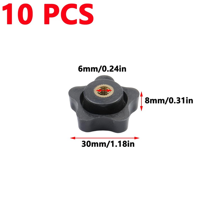 Antrader M6 Star Knob Clamping Nut, 10Pcs Star Knob Thru