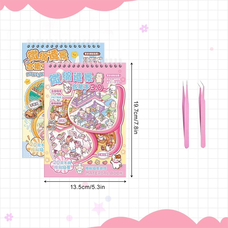 40 Sets 3D Room Scene Sticker Books, DIY House Sticker