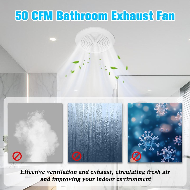 V2262-50 7 Inch Bathroom Exhaust Fan, 1.0 Sones, 50 CFM