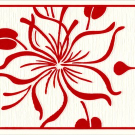 CONCORD WALLCOVERINGS ™ Textured Wallpaper Border Classic Featuring Floral Ornament Design, Red White, 5.1 in x 15 Ft, 259837