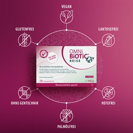 OMNi BiOTiC OMNi BiOTiC Travel | 28 servings (140g) | 10 bacterial strains | 5 billion germs per daily dose | powder | Vegan | Gluten free | Lactose free | For daily use
