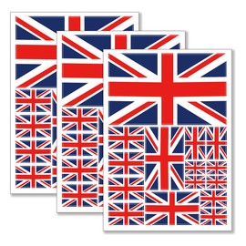 QQSD United Kingdom UK British Flag Sticker Union Jack Decal in Multiple Sizes, 3 Pack, 11.7 x 8.3 Inches