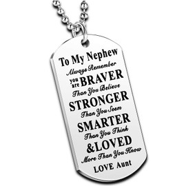 To My Niece Nephew Inspirational Gift Jewelry Dog Tag Pendant Necklace From Aunt Uncle Nephew Necklace Niece Necklace (Aunt To Nephew Always Remember)