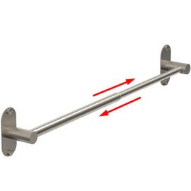 Towel Bar, Adjustable 14.4inch - 25.2inch Towel Rack, Self Adhesive & Wall Mounted for Bathroom Kitchen Hand Towel Holder Cloths Hanger SUS 304 Stainless Steel Organizer Single Bar (1, Brushed Nickel)