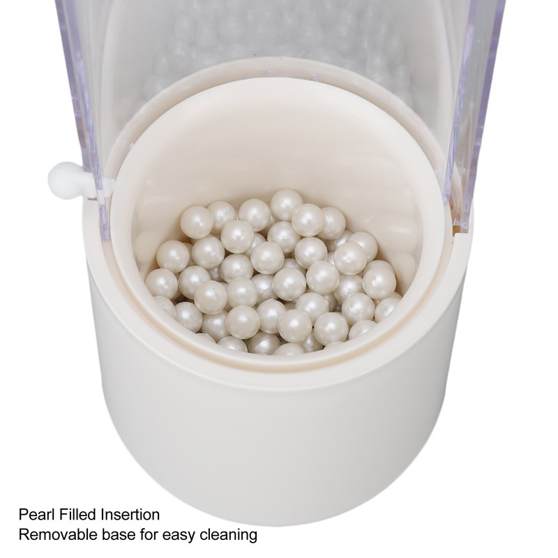 Makeup Brush Holder White with Pearl Filling Rotating 180 Degree