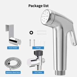 Shineforu Handheld Bidet Sprayer for Toilet-Adjustable Water Pressure with Bidet Hose, Stainless Steel Cloth Diaper Sprayer for Feminine Wash, Baby Wash & Muslim Shower (Brushed Nickel)