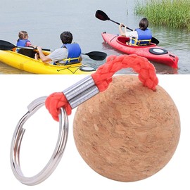 Cyrank Floating Cork Ball Key Ring, Pack of 2 Wooden Floating Keys, Waistband, Water Sports Keys, Lightweight Key Pendant, Float, Water Sports Accessories (Red)