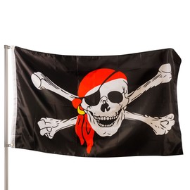 PHENO FLAGS Premium Pirate Flag 90 x 150 cm – Extremely Weatherproof Flag with Metal Eyelets and Special Sealing Technology – Double Hemmed Flag with Brilliant and Vibrant Colours