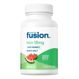 Bariatric Fusion® Hierro 18mg + Vitamina C 36mg 90 Tabletas Sabor Melon Berry | Suplemento Dietético Post Recuperación Cirugía Bariátrica, Bypass Gástrico y Manga Gástrica.