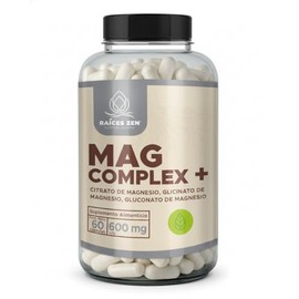 Tres Magnesios Complex | Glicinato de Mangesio Citrato de Magnesio Gluconato de Magnesio | 600 Mg por C?psula | Suplemento Alimenticio Vegano sin Rell