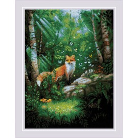 RIOLIS - Fox in The Forest 2251, Animals Cross Stitch Kit 11¾"x15¾, Cross Stitch Kits for Beginners & Advanced, Crossstitching Kits Adult, Counted Stitching Kits, Nature Embroidery Kit