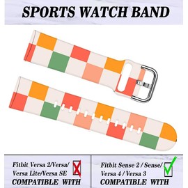 LNZLKING Sport Band Compatible with Versa 4/3 & Sense 2, Elastic Replacement Wristbands Strap for Women-Men, Retro Checkered Colorful