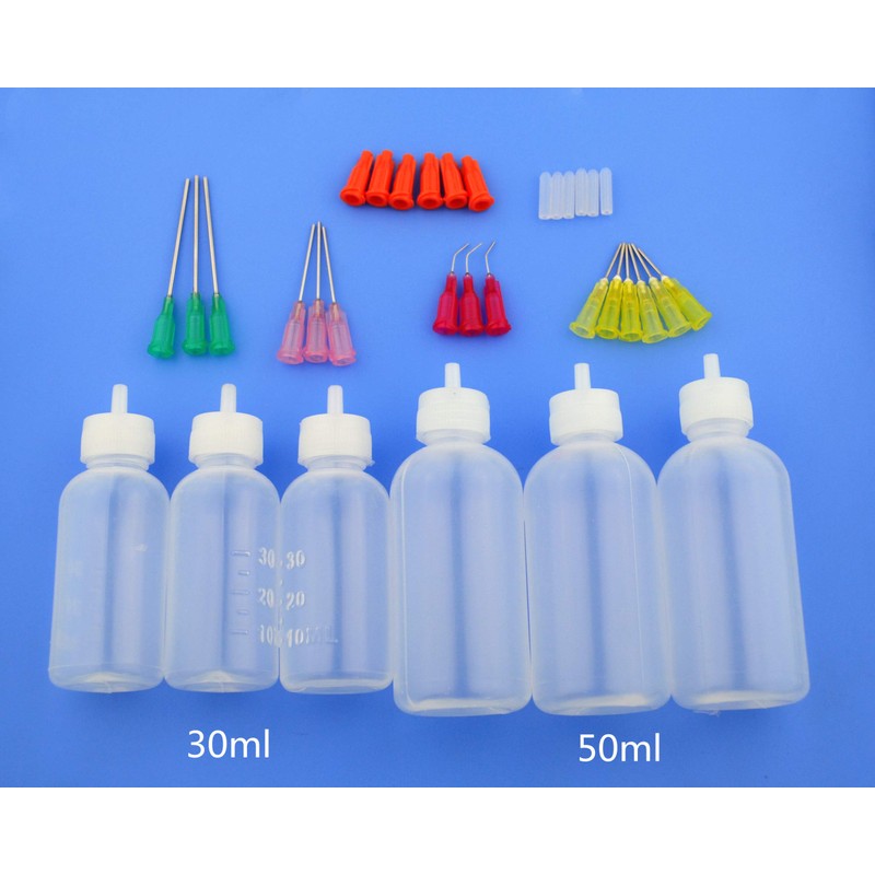 6Pcs Injection Squeeze Bottle with 15Pcs Dispensing Needles and 12Pcs