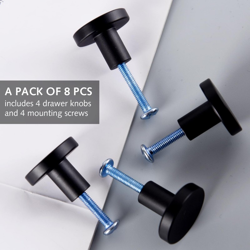 DILUSILK 4 Sets Black Door Knobs Kitchen Cabinet Knobs Round