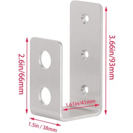 VANROUG 2 Pack 2 x 4 Door Barricade Brackets Stainless Steel Heavy Duty Bar Open Bar Steel U Security Door Lock Brackets with Screw Fits 2x4 Lumber