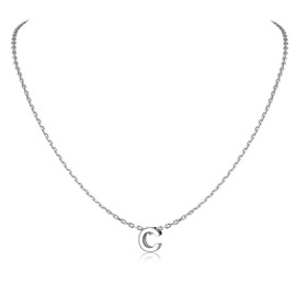 SILVERCUTE Name Letter Pendant C Necklaces for Teenage Girls Women Sterling Silver Initial Choker Necklace Jewellery