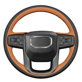 MEWANT DIY Stitching Car Steering Wheel Wrap Cover for GMC Sierra 1500 2019-2023 / Sierra 1500 Limited 2022 / Sierra 2500 2020-2024 / Sierra 3500 2020-2024 / Yukon (XL) 2021-2023 Accessories(3D Style)