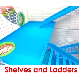 New 2/3/5-Levels Hamster Habitat Rodent Gerbil Mouse Mice Rats Animal Critter Cage (White/Blue)