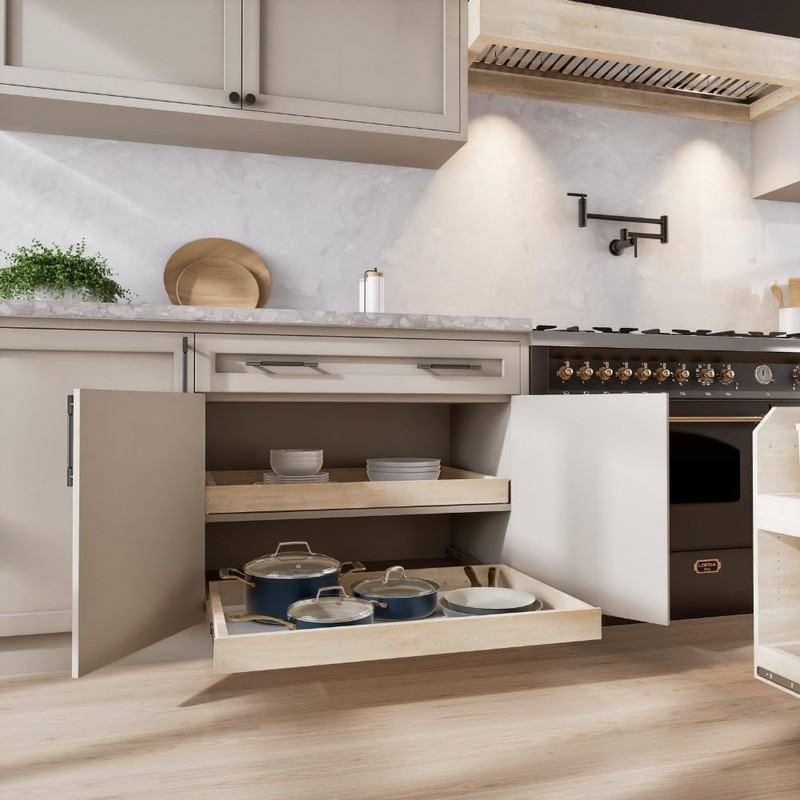 Slide-A-Shelf Express Essentials Pull-Out Cabinet Drawer, Birch Wood with Full