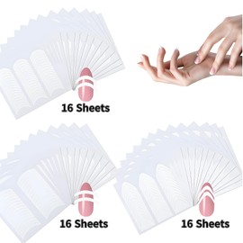 1824 Pieces French Manicure Nail Art Stickers French Tips Nail Strips V-Shaped Moon Nail Guides 3 Design Self-Adhesive DIY Decoration Stencil Tools Kits（48 Sheets）