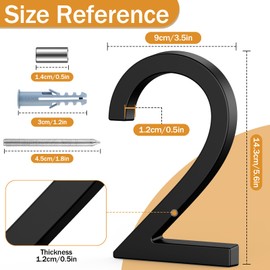 FumWens 6 Inch Floating House Numbers for Outside, Metal Address Numbers for Outdoor, Anti-Rust Modern House Numbers with Nail Kits for Front Door Garden Mailbox, Zinc Alloy Black, 911 Visibility Signage (Black 02)