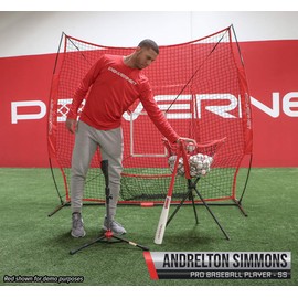 PowerNet 7x7 DLX Practice Net + Deluxe Tee + Ball Caddy + 3 Pack Progressive Weighted Ball + Strike Zone Bundle (Black) | Baseball Softball Coach Pack | Pitching Batting Training Equipment Set