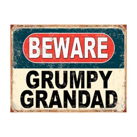 Shawprint Grumpy Grandad Funny Metal Signs Home Pub Indoor & Outdoor Garden Bar Garage Vintage Wall Plaque Gift Retro (A4)