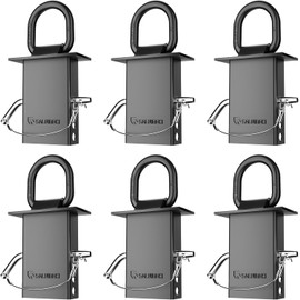 Stake Pocket D Ring for Trailer Heavy Duty, D-Ring Stake Pocket Tie Downs Galvanized Black with Anti-Loss Cord and Gloves Breaking Load 16,200lbs (6 Set)