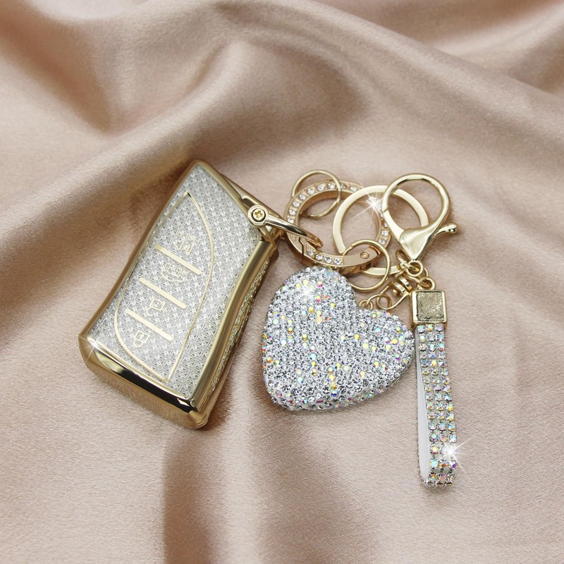 Simocky Key Fob Cover with Diamond Keychain for Lexus Car