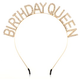 Xthrotsenk Birthday Crowns for Women Birthday Girl Crown Hairband Prom Quinceanera Crown Tiaras and Crowns for Girl Gifts Happy Birthday Party Accessories Supplies Favors (Gold)