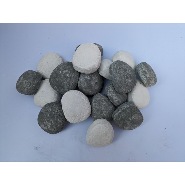 20 Grey and White Gas Fire Pebbles Suitable for Gas Fires, Ethanol Burners, LPG and Electric Fires, Fire Pits