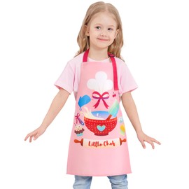 WERNNSAI Kids Art Apron for Girls - Little Chef Toddler Artist Aprons for Kids, Painting Art Smock Kitchen Chef Bib Aprons for Children Cooking Baking Gardening Party Birthday Gifts Age6-10 Years