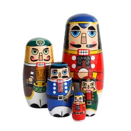 Gobus Wooden Matryoshka Walnut Soldier Nesting Dolls Russian Nesting Dolls Sets Wooden Stacking Dolls for Home Office Decoration Kids Gift (Nutcracker Soldier)