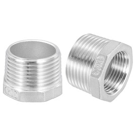 sourcing map 2Pcs 1" Male to 3/4" Female NPT 304 Stainless Steel Reducer Hex Bushing, Reducing Cast Pipe Adapter Fitting for Industrial, Oil/Gas, Water, HVAC, and Plumbing Systems
