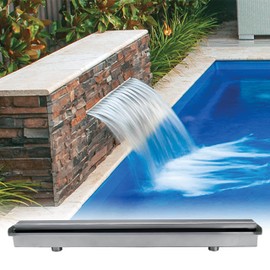 Simond Store Spillway Waterfall Fountain 47.2" x 4.5" x 3.1", Stainless Steel Pool Waterfall to Decorate Outdoor Garden Fountain, Pools, Patio and Ponds