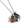 HENRYKA Squirrel Necklace in 925 Sterling Silver and Baltic Amber,