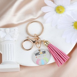 Colorful Stainless Steel Keychain with Tassel,Perfect Birthday Gifts for Girls and Women,Cute Key Rings for Mum,Friends and Sisters,Inspirational and Good Luck Gift,Gifts for Friends,Cute Keyring