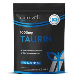 Taurine Tablets 1000 mg - 180 L Taurine Tablets - for Pre Workout, Gym, Sports and Fitness - 3 Months Supply - Taurine Capsule Alternative - Essential Taurine Amino Acids - Vegan - Nutravita