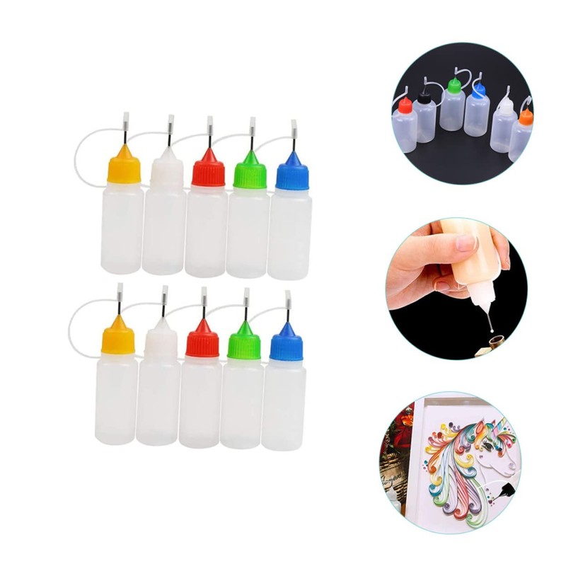 Mobestech 4sets Craft Glue Precision Tip Squeeze Bottle Plastic Oil
