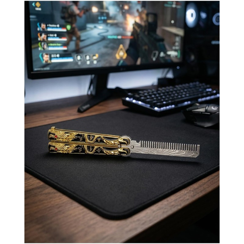 Metal Folding Comb, 3D Raised Dragon Design, 3 Pack(1074)