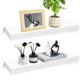 EKET White Floating Shelves for Wall, 23.6 x 5.9 x 1.5 inch Wall Shelves for Bedroom, Living Room, Kitchen and Home Decor (Set of 2)