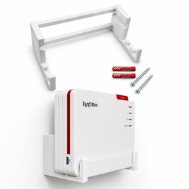 OSAZEE Wall Mount for AVM FritzBox 5690 Pro - 9 cm Wall Clearance for Optimal Cable Management - Overhead & Under-Sink Mountable - Includes Screws & Dowels - Made in Berlin