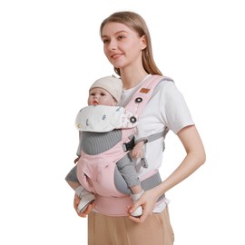 SONARIN 3-in-1 Breathable Baby Carrier,Multi-Function Lightweight Baby Wrap Carrier Ergonomic Child Carrier Backpack,Front and Back Carry for Newborn and Toddler 3-48 Months(Pink)