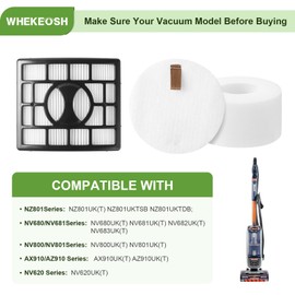 NZ801ukt Filter Replacement for Shark Rotator Powered Lift Away Duoclean Upright Vacuum NV800 NV801 NZ801 NV680 NV681 NV682 NV683 NV620 AX910 AZ910 Include 2 HEPA Filters + 4 Foam + 4 Felt Filters