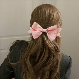 TseanYi Large Hair Bow Clips Bow Tail Satin Hair Clip Pink Ribbon Bow Knots Hairpins Big Bow Ties Tail Barrette Hairclips Ties Knot Barrette Winter Ribbon Bow Accessories