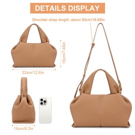 Sopxpvp Cloud Pouch Bag, PU Designer Shoulder Bags, Crossbody Bag Purse Satchel Handbag for Women, Faux Leather Tote Bag with Adjustable Strap, Casual Leather Bag for Women (Brown)