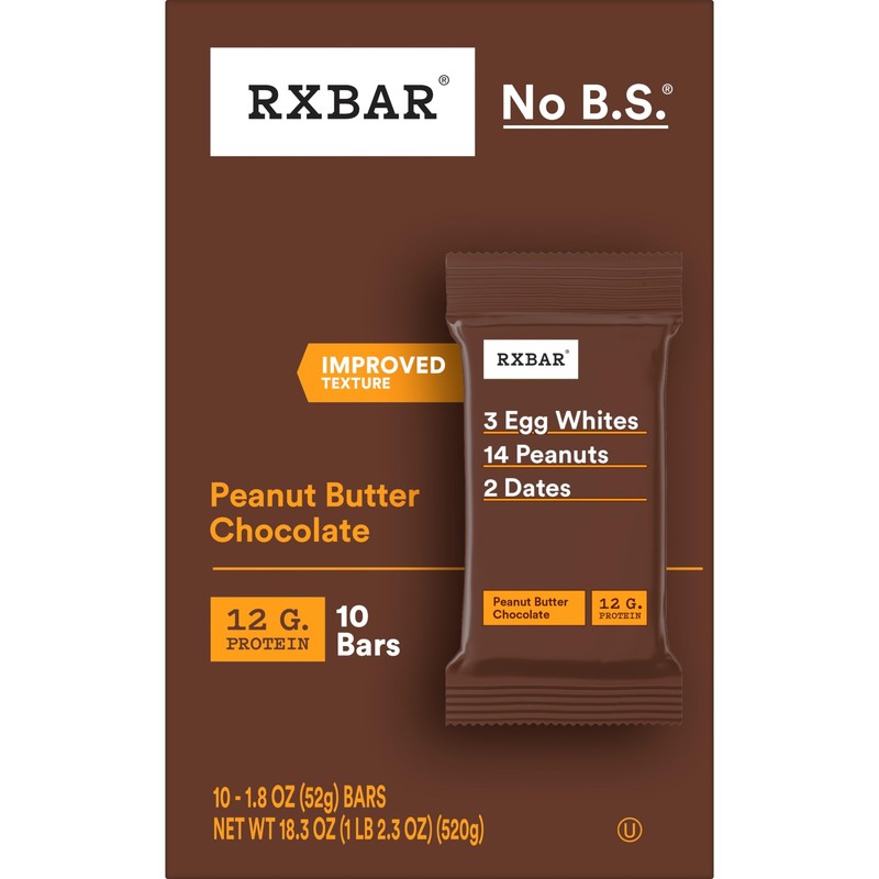 RXBAR Protein Bars, Protein Snack, Snack Bars, Peanut Butter Chocolate,